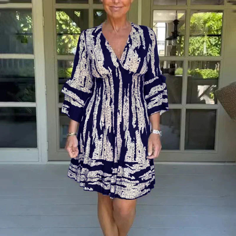 WW | Partykleider Doppel-Lagen Kleid mit Langen Ärmeln und Rüschen für Den Sommer