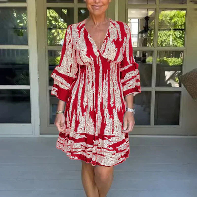 WW | Partykleider Doppel-Lagen Kleid mit Langen Ärmeln und Rüschen für Den Sommer
