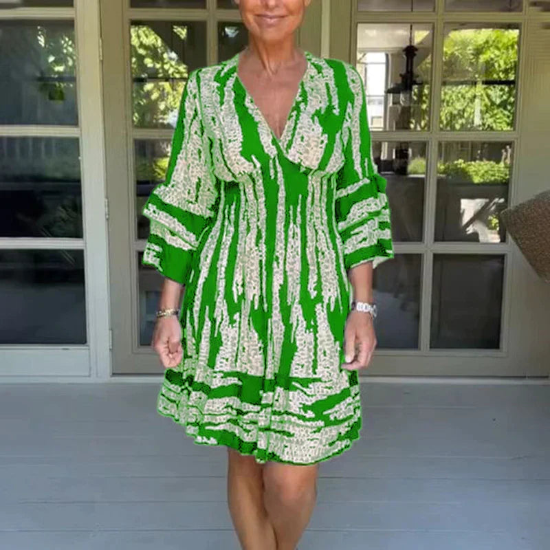 WW | Partykleider Doppel-Lagen Kleid mit Langen Ärmeln und Rüschen für Den Sommer