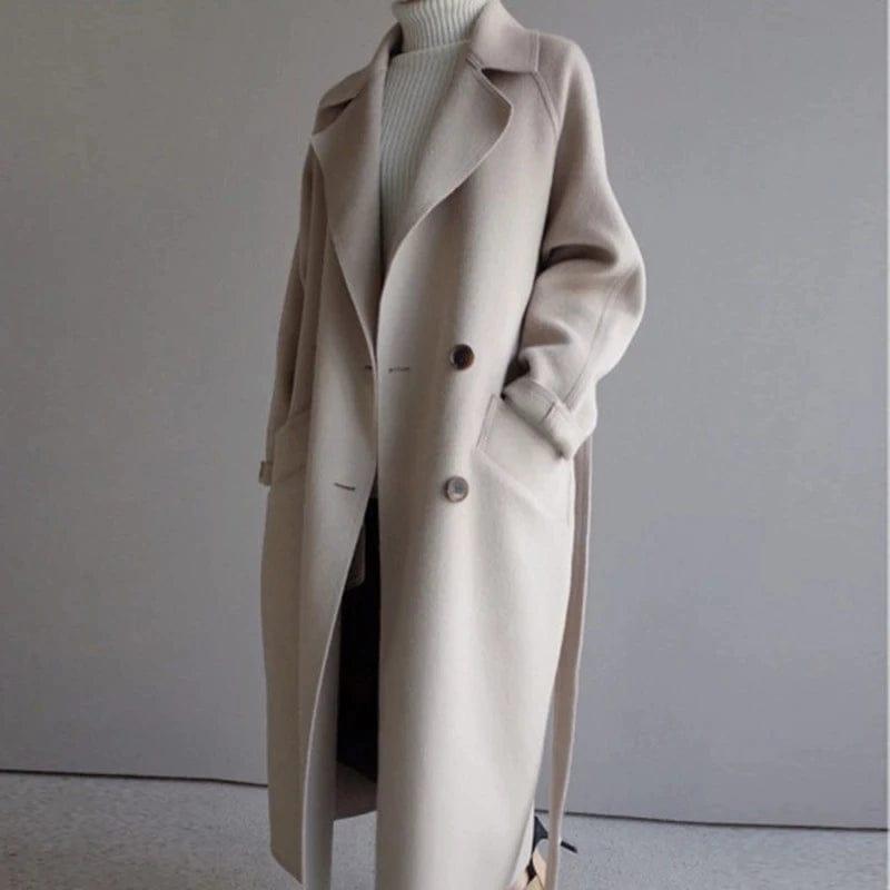 W&W Mode im Winter": 'StyleGrace' langer Wollmantel mit Gürtel