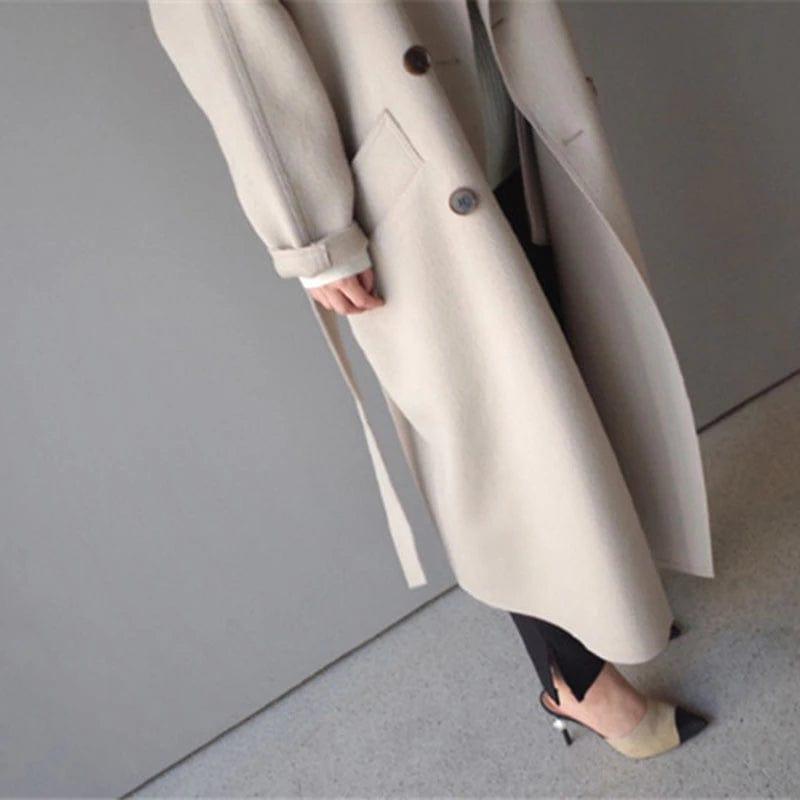 W&W Mode im Winter": 'StyleGrace' langer Wollmantel mit Gürtel