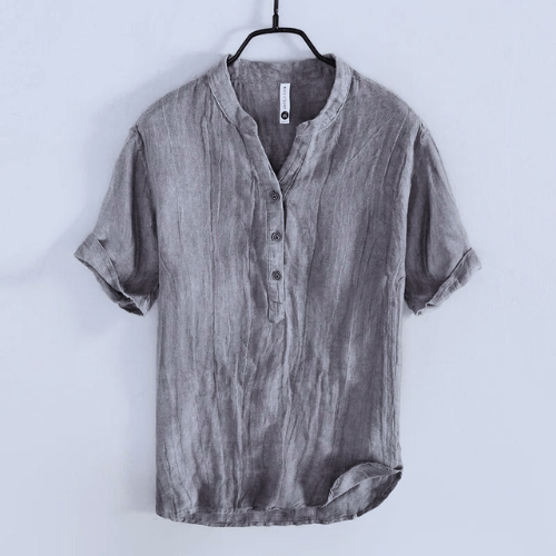 W&W Mode | Shirt Herren Japanische Leinen Shirt Hemd Herren Mit Kurzarm