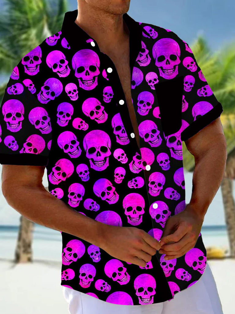 WW | Kurzarmhemden Mit Totenkopf Motiv Für Herren