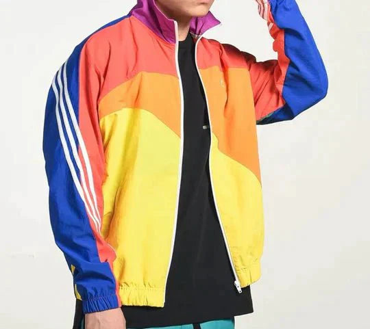 WW | Windbreaker Jacke Leichte Zip up Retro 90er Stil Weiche Fütterung Freizeitkleidung