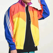 WW | Windbreaker Jacke Leichte Zip up Retro 90er Stil Weiche Fütterung Freizeitkleidung