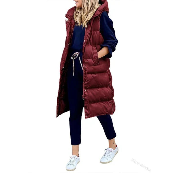 W&W Mode BAUMWOLLE LANGER MANTEL ÄRMELLOS LOSE JACKE