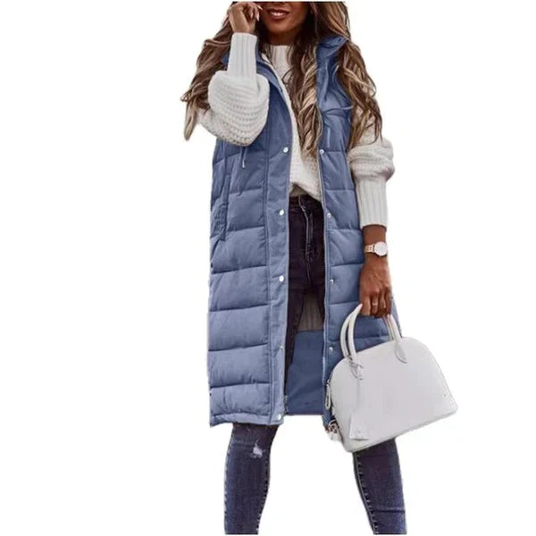 WW BAUMWOLLE LANGER MANTEL ÄRMELLOS LOSE JACKE