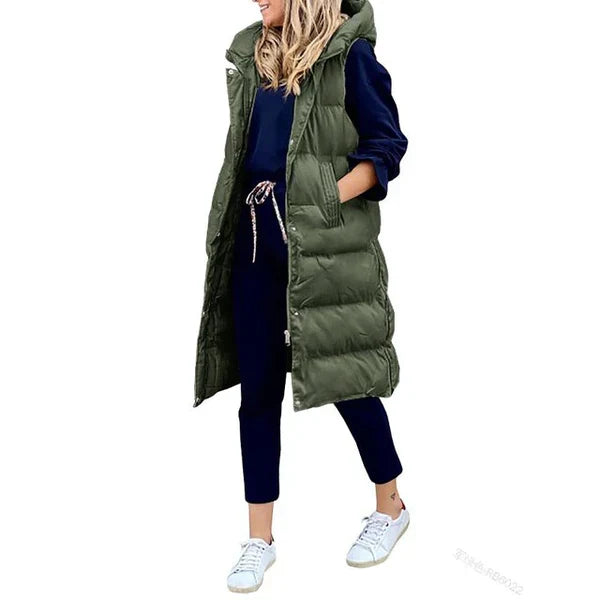 W&W Mode BAUMWOLLE LANGER MANTEL ÄRMELLOS LOSE JACKE