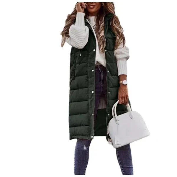 W&W Mode BAUMWOLLE LANGER MANTEL ÄRMELLOS LOSE JACKE