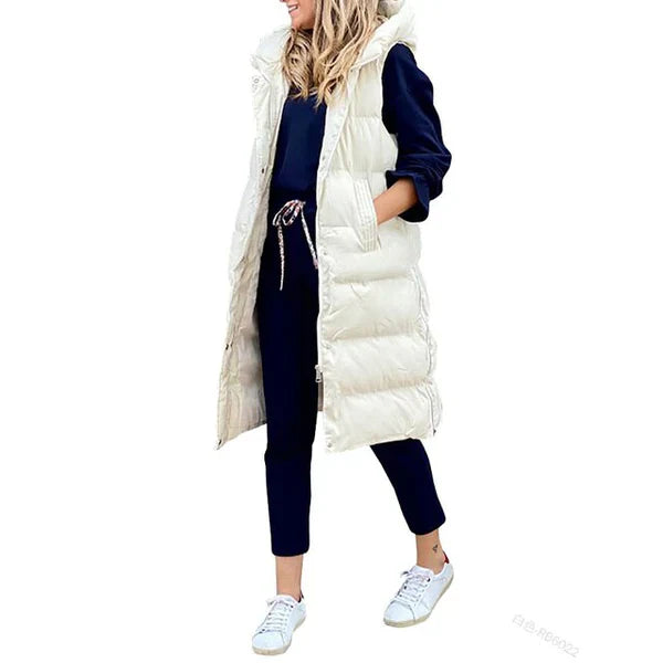 WW BAUMWOLLE LANGER MANTEL ÄRMELLOS LOSE JACKE