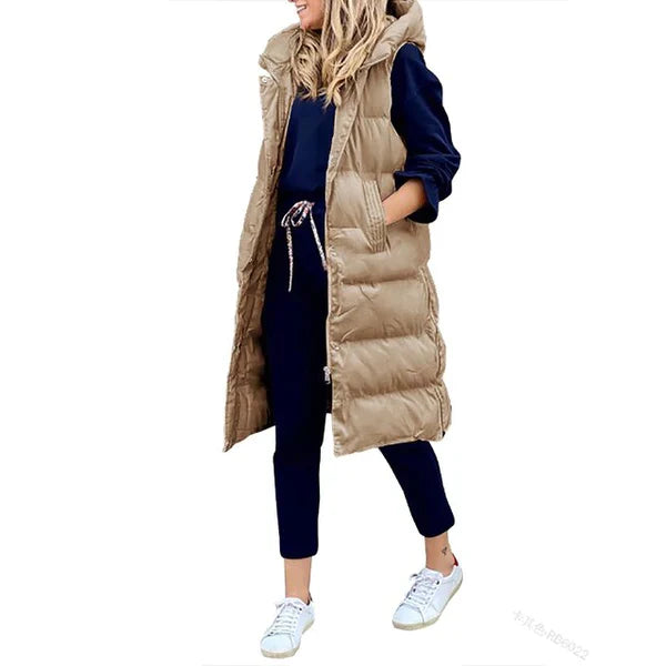 WW BAUMWOLLE LANGER MANTEL ÄRMELLOS LOSE JACKE