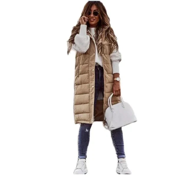 W&W Mode BAUMWOLLE LANGER MANTEL ÄRMELLOS LOSE JACKE