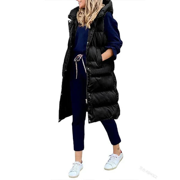 W&W Mode BAUMWOLLE LANGER MANTEL ÄRMELLOS LOSE JACKE