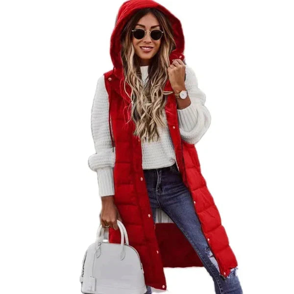 W&W Mode BAUMWOLLE LANGER MANTEL ÄRMELLOS LOSE JACKE