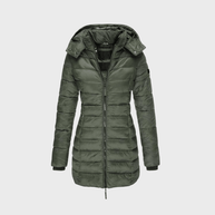 WW - modischer langer Mantel mit weichem Innenfutter und Kapuze