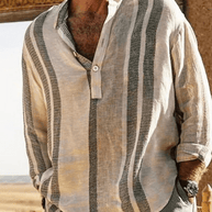 WW | Atmungsaktive Leinenhemd Herren Blusen Shirt