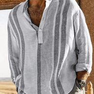 WW | Atmungsaktive Leinenhemd Herren Blusen Shirt