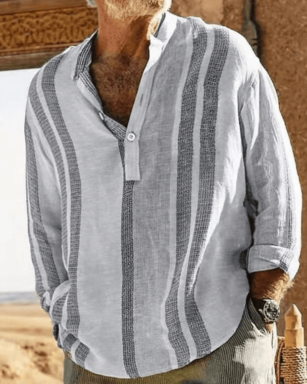 WW | Atmungsaktive Leinenhemd Herren Blusen Shirt