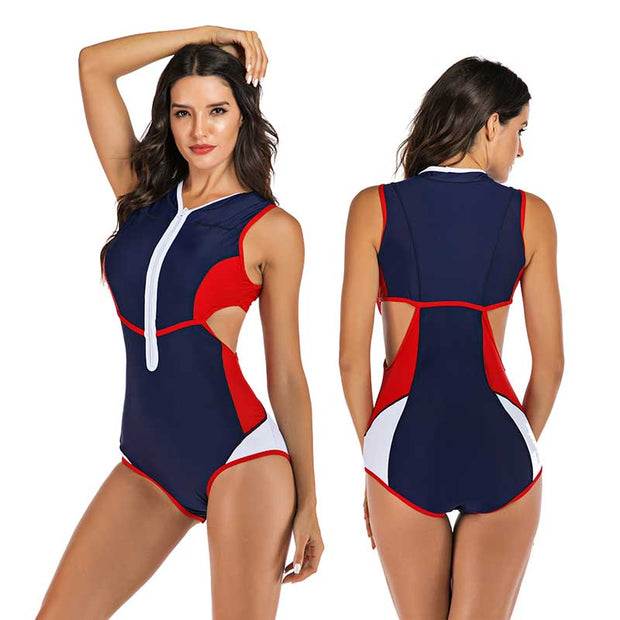 WW | Einteiliger Sport-Badeanzug Mit Interessantem Design
