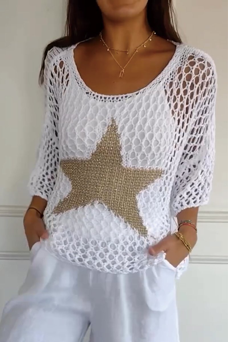W&W Mode | Eleganter Strickpullover Mit Stern Design Für Frauen