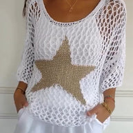WW | Eleganter Strickpullover Mit Stern Design Für Frauen