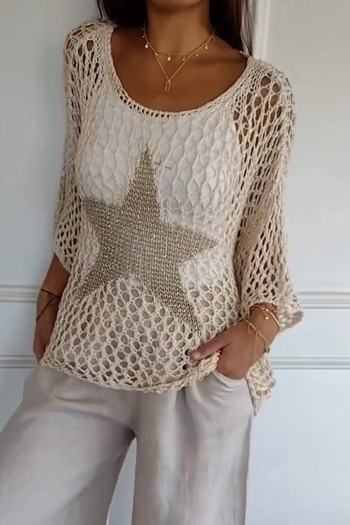 W&W Mode | Eleganter Strickpullover Mit Stern Design Für Frauen