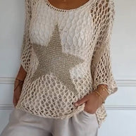 WW | Eleganter Strickpullover Mit Stern Design Für Frauen