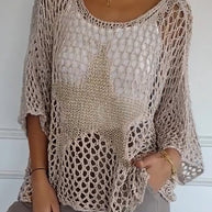 WW | Eleganter Strickpullover Mit Stern Design Für Frauen