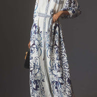 Langärmeliges Hemdkleid aus Leinen mit Knopfleiste