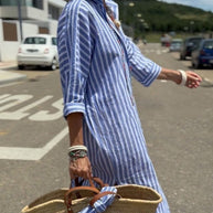 WW | Klassisches Gestreiftes Hemdblusenkleid