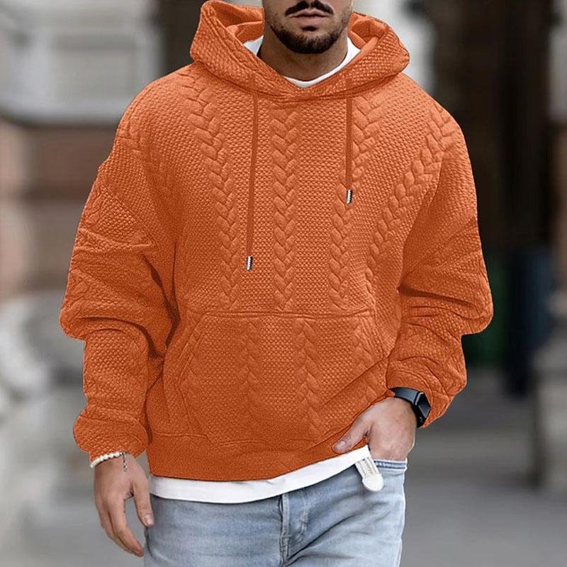 WW | Herren Pullover Mit Zopfmuster Und Kapuze