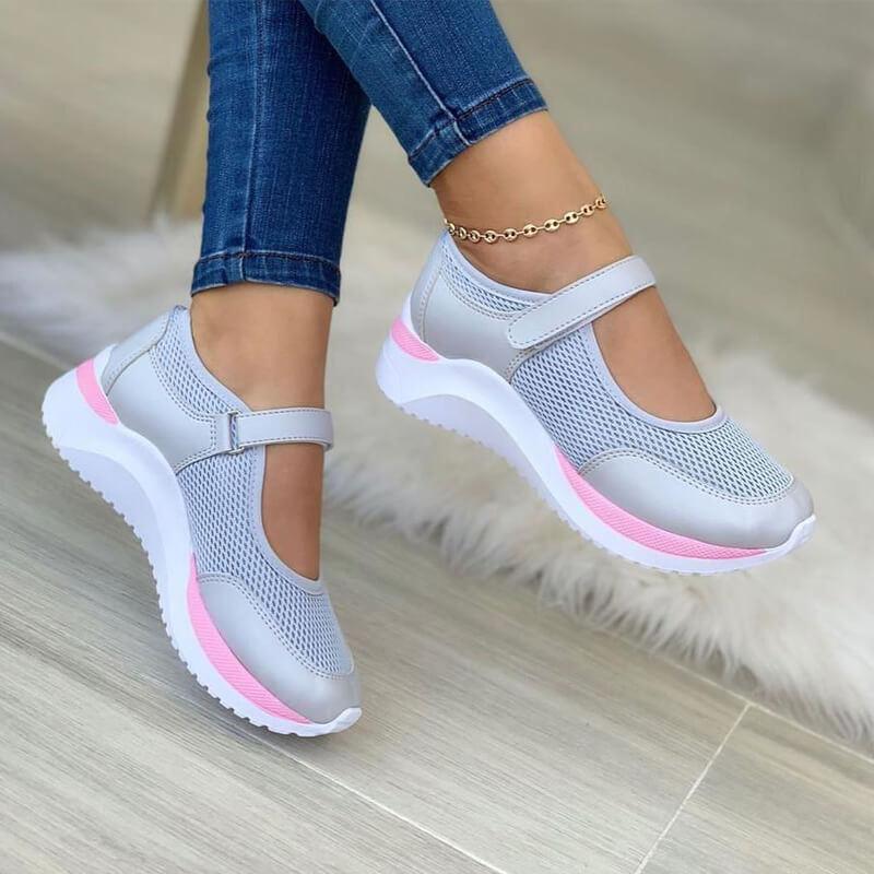 W&W Mode Sneakers | Stylische bequeme offene orthopädische Turnschuhe mit Klettverschluss für Frauen