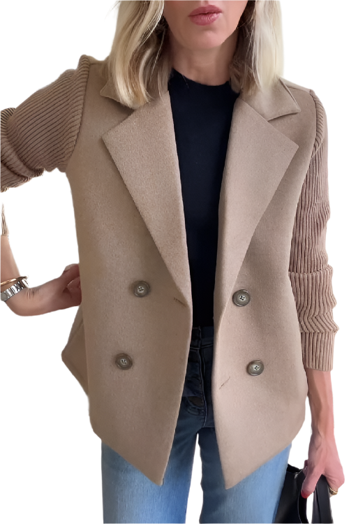 WW | Damen Blazer aus veganer Wolle mit gestrickten Ärmeln