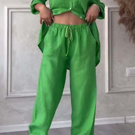 WW | Zweiteiliges Set mit Hosen aus Baumwolle und Leinen