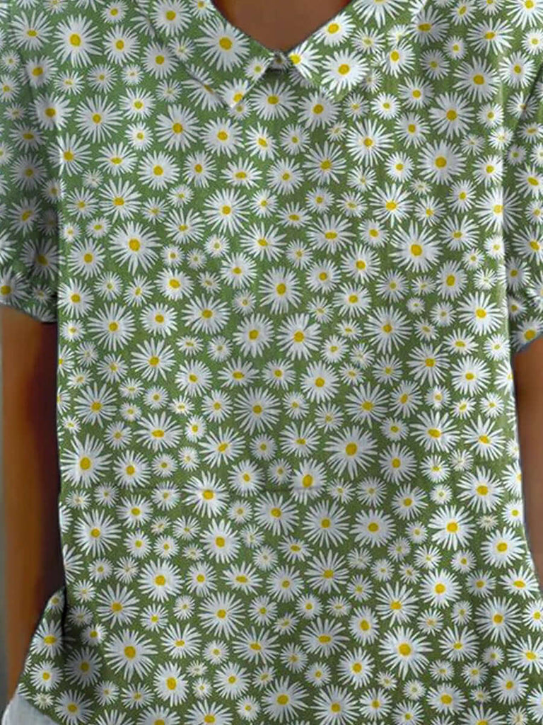 WW | Lovely Daisy Kunstdruck Legere Baumwoll- und Leinenhemd