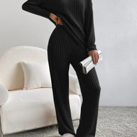 Fatima™ - V-Ausschnitt Geripptes Design Bequemes 2-teiliges Lounge-Set