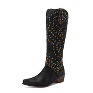 WW - Hohe Stiefel Mit Metallnieten Und Kobigem Absatz
