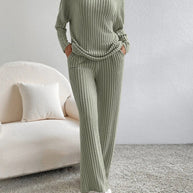 Fatima™ - V-Ausschnitt Geripptes Design Bequemes 2-teiliges Lounge-Set