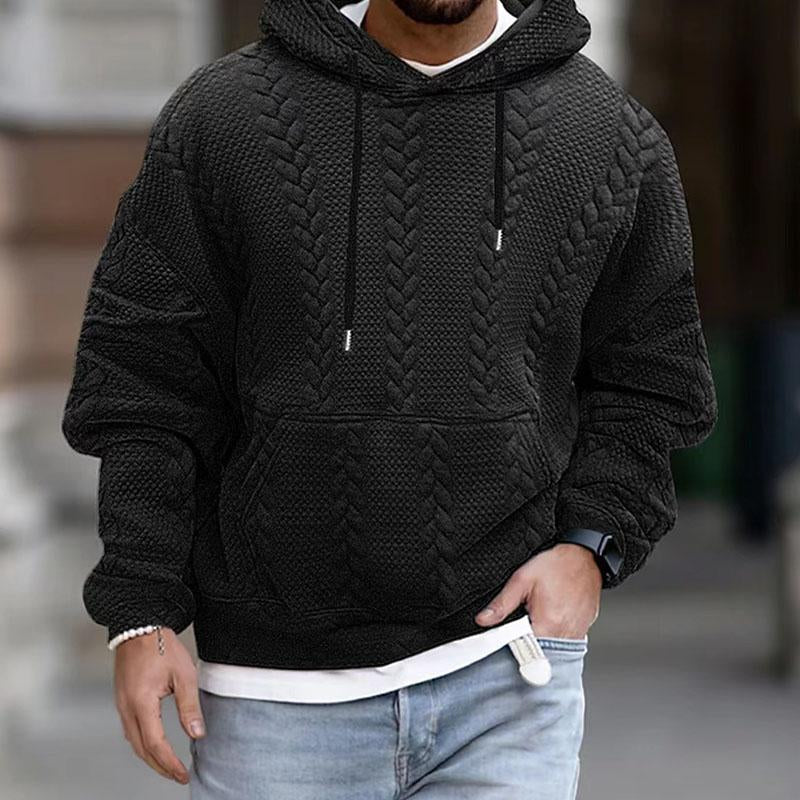 WW | Herren Pullover Mit Zopfmuster Und Kapuze