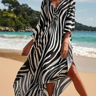 WW | Strandkleid mit Zebradruck und V-Ausschnitt