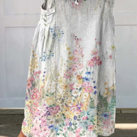 WW | Retro Elegante Florale Kunst Leinen Elastischer Taillenbund Taschenrock