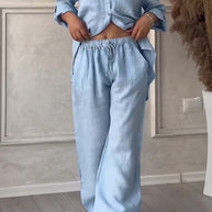 WW | Zweiteiliges Set mit Hosen aus Baumwolle und Leinen
