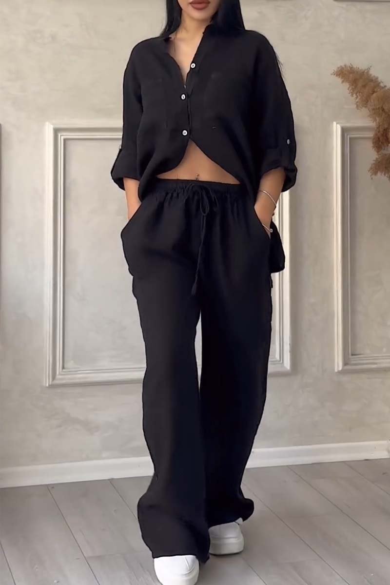 W&W Mode | Zweiteiliges Set mit Hosen aus Baumwolle und Leinen