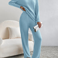 Fatima™ - V-Ausschnitt Geripptes Design Bequemes 2-teiliges Lounge-Set