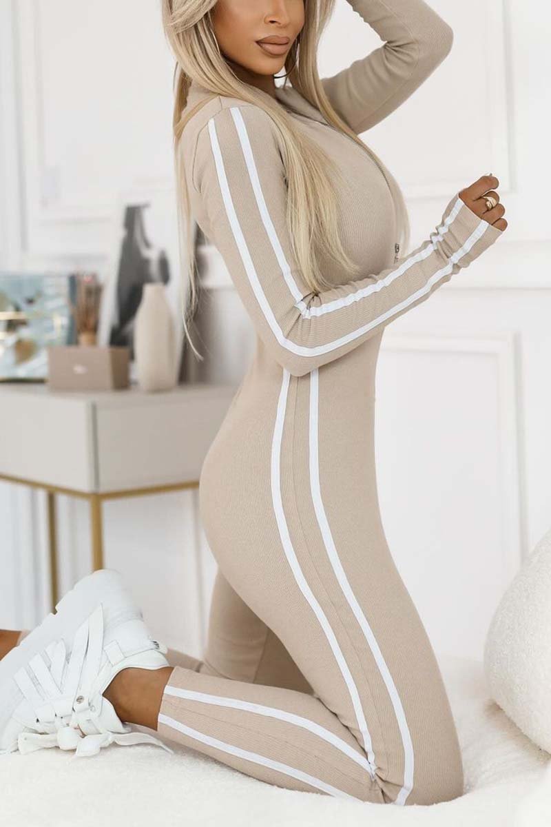 WW | Damen Overall - Stretch-Overall mit Reißverschluss und kontrastierenden Streifen