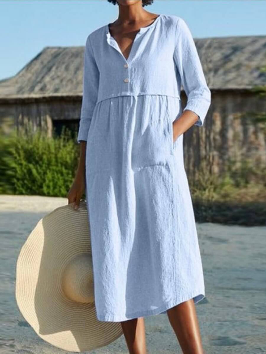 WW | und Leinen Kleid mit Halbarm