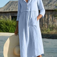 WW | und Leinen Kleid mit Halbarm