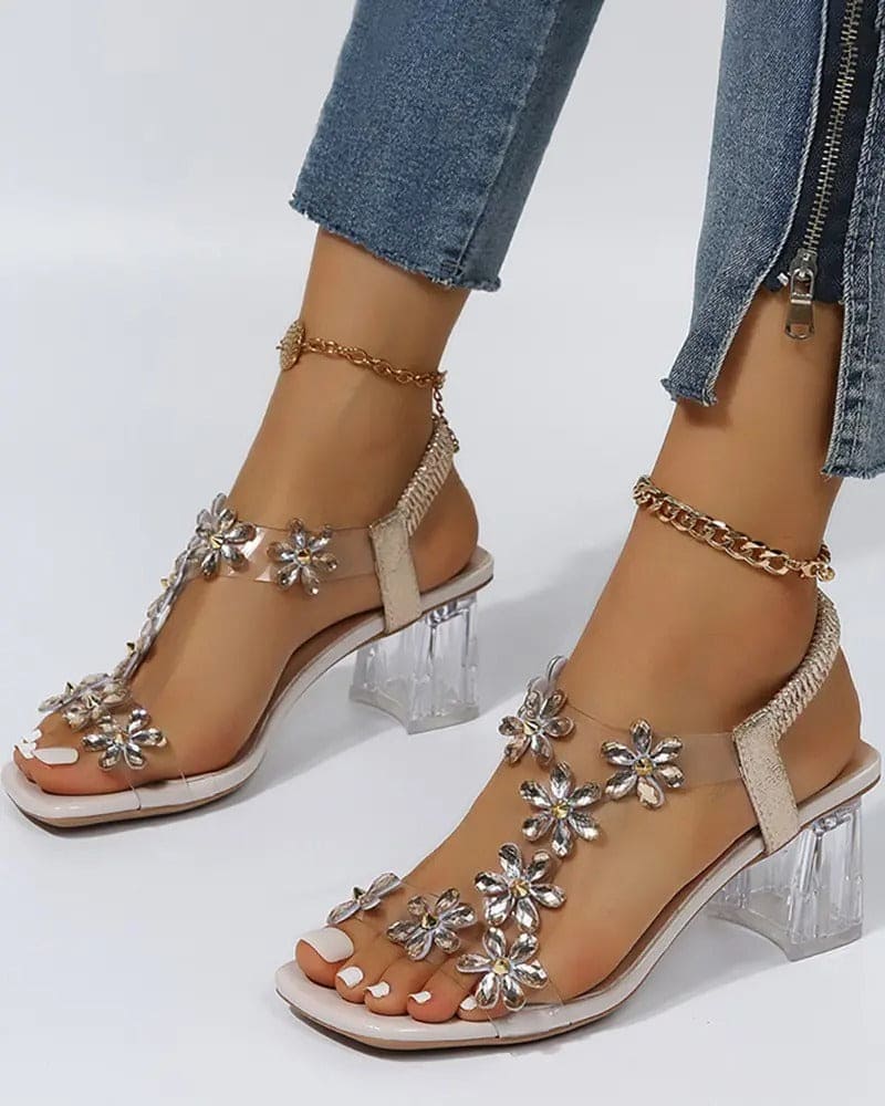 W&W Mode | Sandalen Mit Riemen Und Strass Hohe Absätze