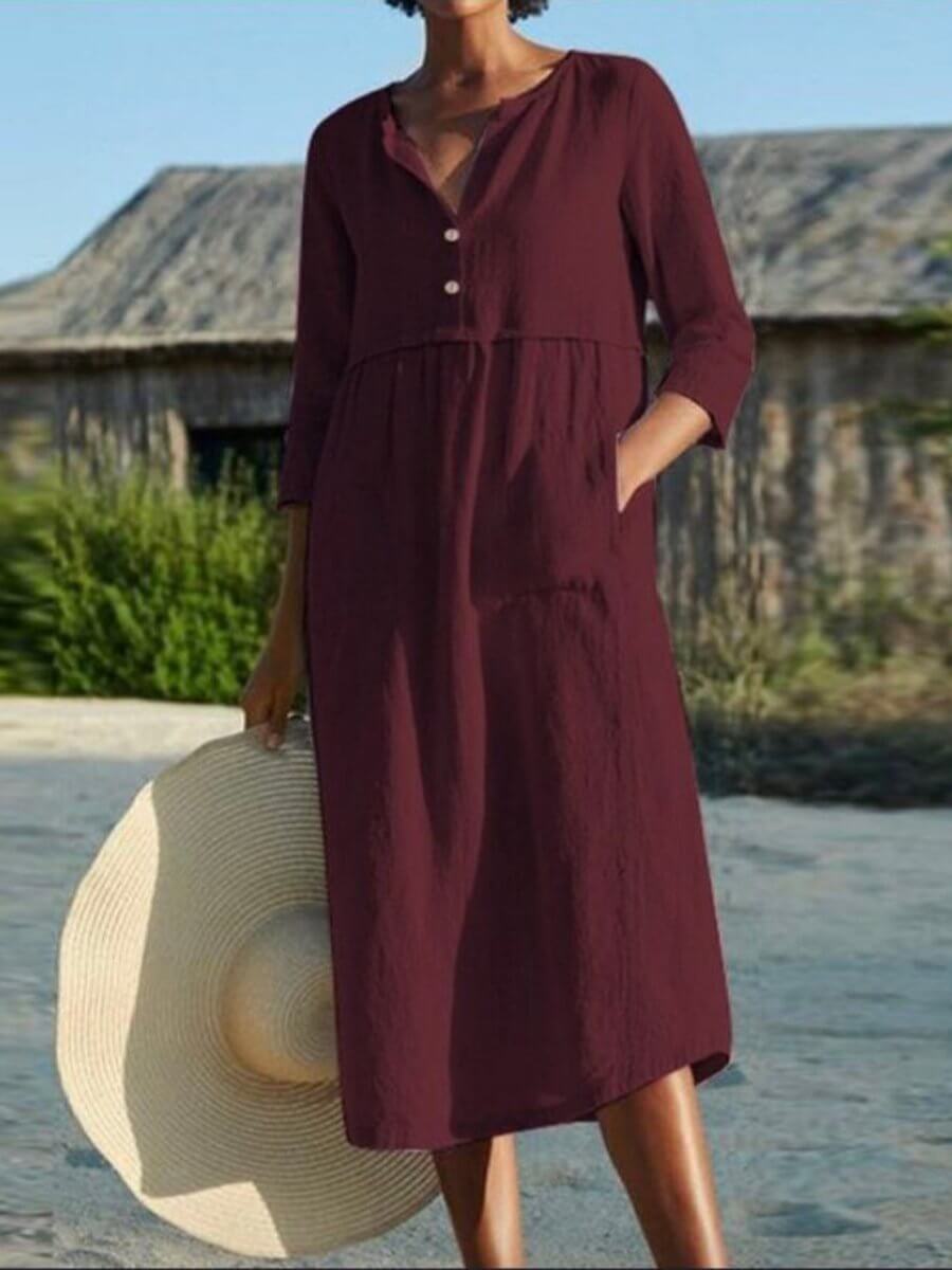 WW | und Leinen Kleid mit Halbarm