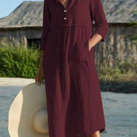 WW | und Leinen Kleid mit Halbarm